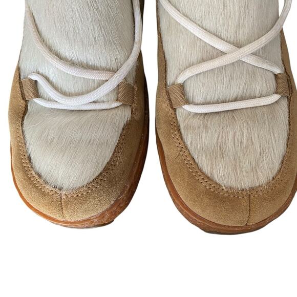 Oscar Sport Apre-Ski Fur Rabbit Goat Winter Boats 37 fits US 6-6.5 Cream Brown - Picture 5 of 12